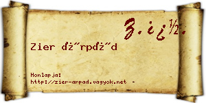 Zier Árpád névjegykártya
