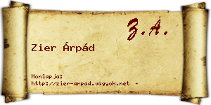 Zier Árpád névjegykártya